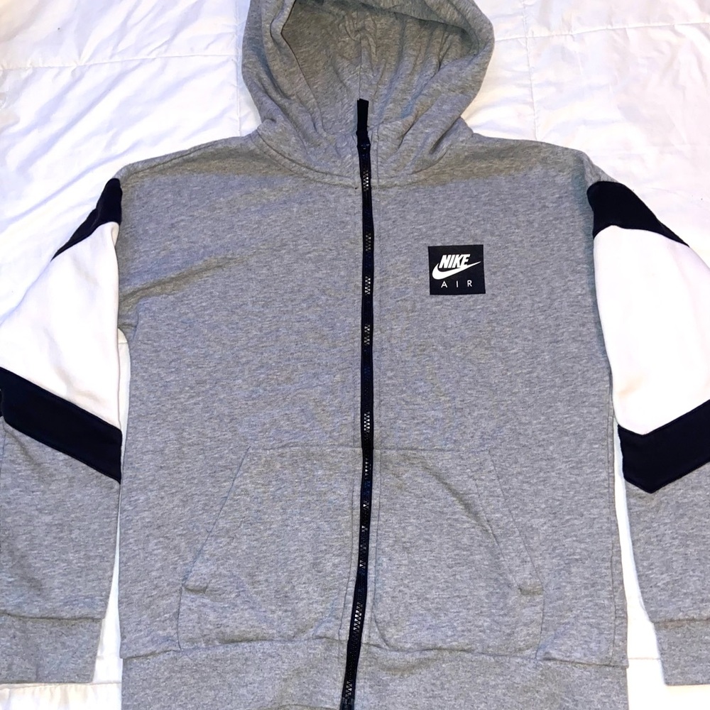 Vintage Nike Air Max 95 Grey Black Zip Hoodie Boys Size Large 12-13 Years